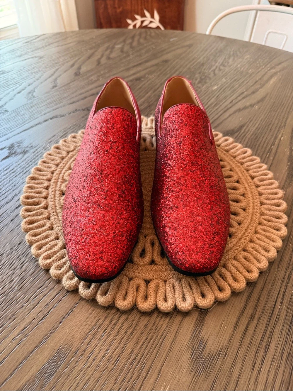 Mario Lopez Red Glitter Loafers Sz 12